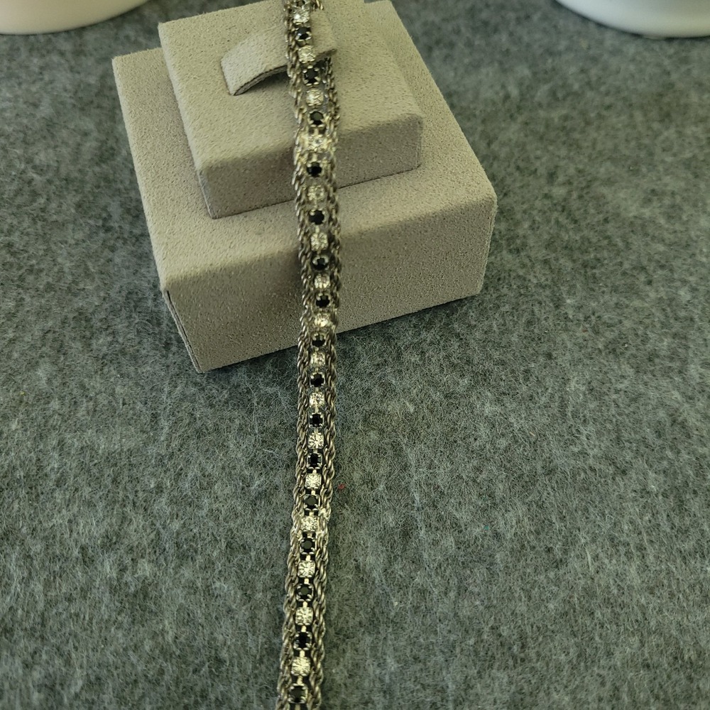 Silver-Tone Multi-Strand Rhinestone Rope Chain Bracelet 7" - Picture 5 of 6